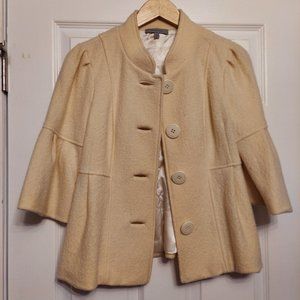 Cream cropped sleeve wool jacket